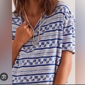 We The Free Blue and White Short Sleeve Tee